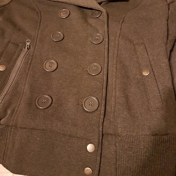 Military/Moto Charcoal Lined Jacket w Hood - Picture 8 of 8